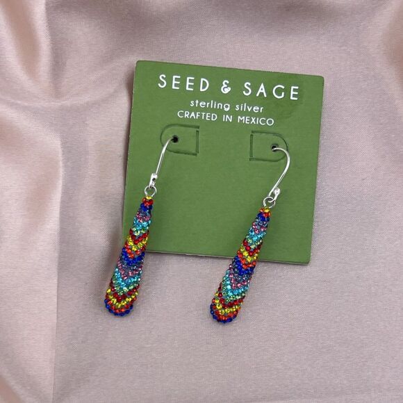 Jewelry - Colorful Beaded Sterling Silver Earrings by Seed & Sage